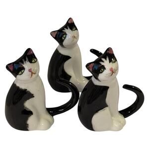 Vintage Tuxedo Cat Napkin Ring Holders Fine Bone China Made in Philippines